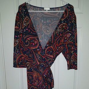 Kiyonna Paisley Wrap Dress, Size 2